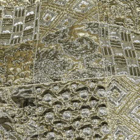 Metallic Silver Plate and GoldFinch Patchwork Luxury Brocade