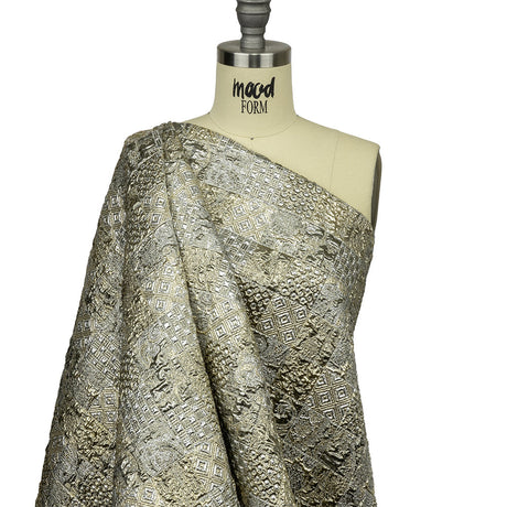 Metallic Silver Plate and GoldFinch Patchwork Luxury Brocade