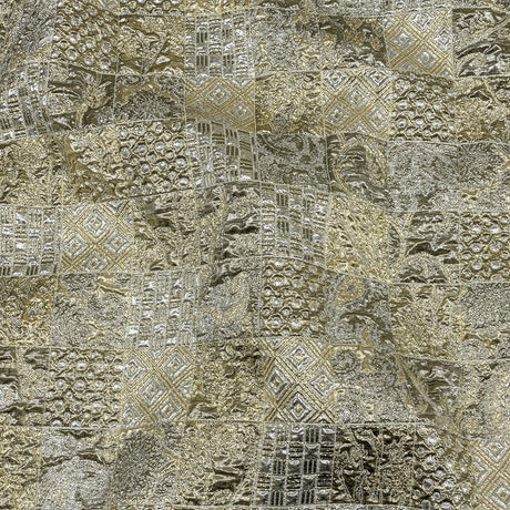 Metallic Silver Plate and GoldFinch Patchwork Luxury Brocade