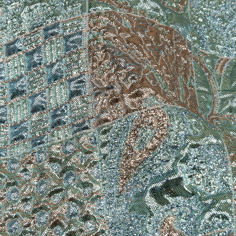 Metallic Rose Gold and Blue Glow Patchwork Luxury Brocade