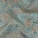 Metallic Rose Gold and Blue Glow Patchwork Luxury Brocade
