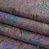Metallic Patrician Purple, Teal Green and Gold Earth Patchwork Luxury Brocade