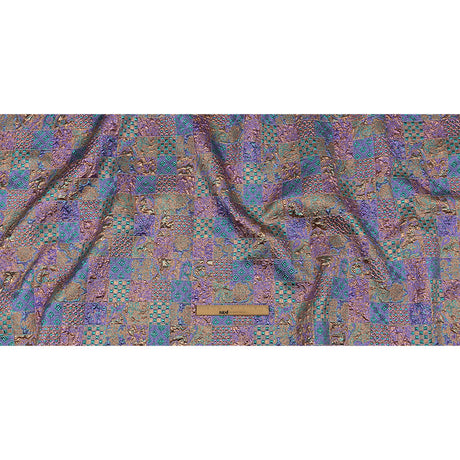 Metallic Patrician Purple, Teal Green and Gold Earth Patchwork Luxury Brocade