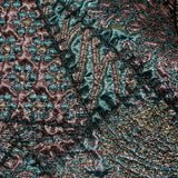 Metallic Rose Gold, Air Blue and Cream Gold Crazy Quilt Patchwork Luxury Brocade