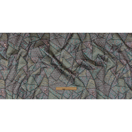 Metallic Rose Gold, Air Blue and Cream Gold Crazy Quilt Patchwork Luxury Brocade