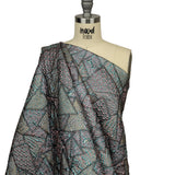 Metallic Rose Gold, Air Blue and Cream Gold Crazy Quilt Patchwork Luxury Brocade
