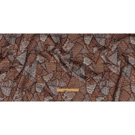 Metallic Silver, Jaffa Orange and Black Crazy Quilt Patchwork Luxury Brocade