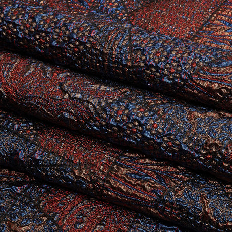 Metallic Candy Apple Red, Magnetic Blue and Glamour Gold Crazy Quilt Patchwork Luxury Brocade