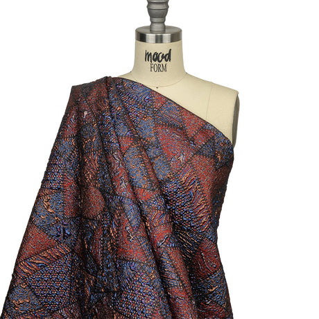 Metallic Candy Apple Red, Magnetic Blue and Glamour Gold Crazy Quilt Patchwork Luxury Brocade