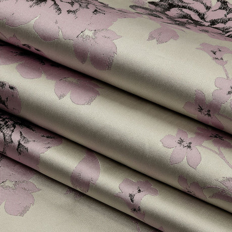 Metallic Black, Orchid and Pale Gray Floral Luxury Brocade
