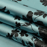 Metallic Black and Blue Fog Floral Luxury Brocade