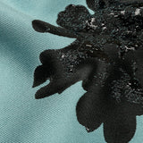 Metallic Black and Blue Fog Floral Luxury Brocade