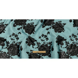 Metallic Black and Blue Fog Floral Luxury Brocade