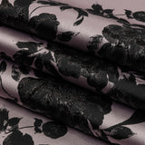 Metallic Black and Orchid Floral Luxury Brocade