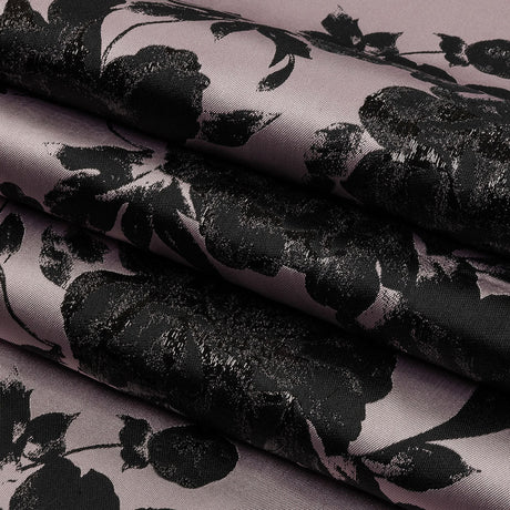 Metallic Black and Orchid Floral Luxury Brocade