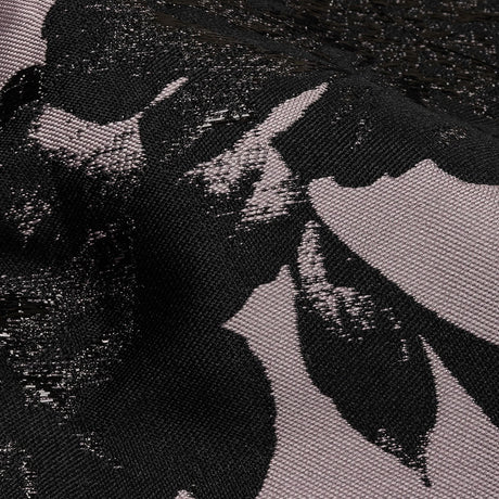 Metallic Black and Orchid Floral Luxury Brocade