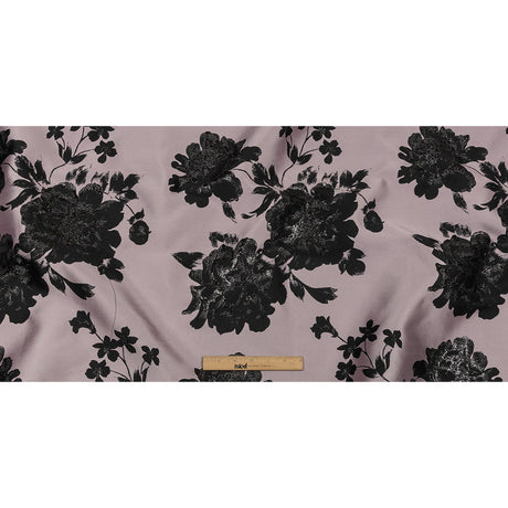 Metallic Black and Orchid Floral Luxury Brocade