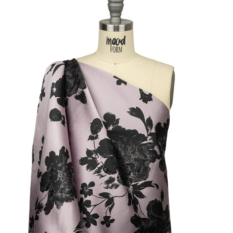 Metallic Black and Orchid Floral Luxury Brocade