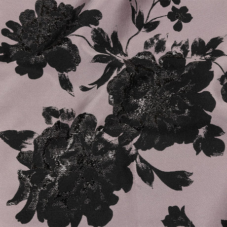 Metallic Black and Orchid Floral Luxury Brocade