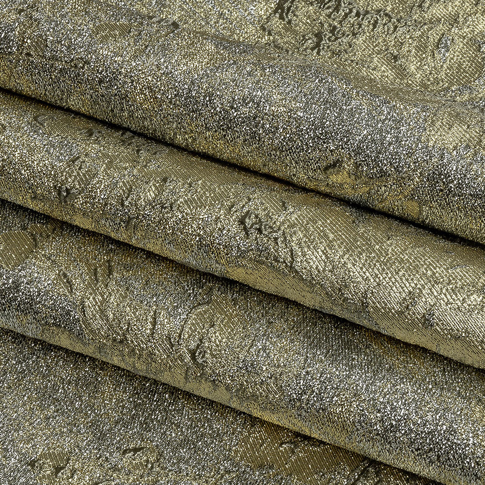 Metallic Ice Palace and Gold Crackled Floral Luxury Brocade