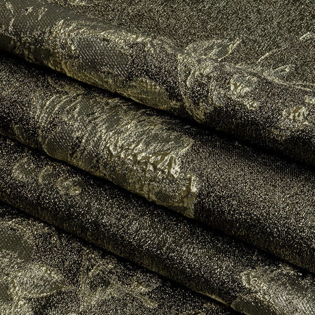 Metallic Graphite and Gold Crackled Floral Luxury Brocade