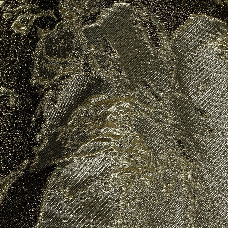Metallic Graphite and Gold Crackled Floral Luxury Brocade