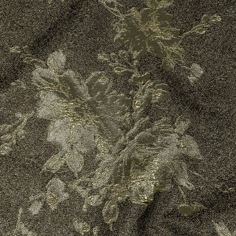 Metallic Graphite and Gold Crackled Floral Luxury Brocade