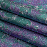 Metallic Purple, Lilac and Teal Crackled Floral Luxury Brocade
