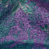 Metallic Purple, Lilac and Teal Crackled Floral Luxury Brocade