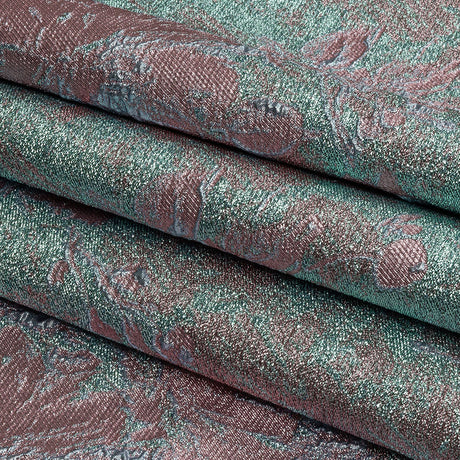 Metallic Pink, Sky and Aqua Crackled Floral Luxury Brocade