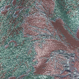 Metallic Pink, Sky and Aqua Crackled Floral Luxury Brocade