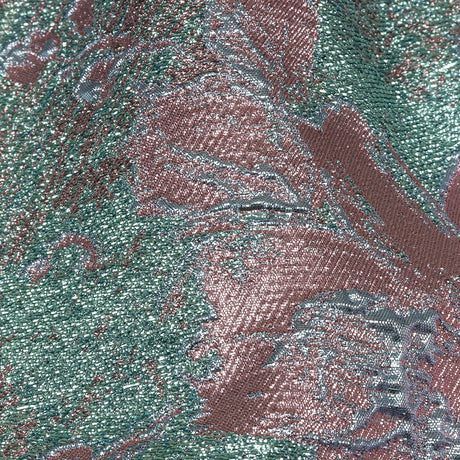 Metallic Pink, Sky and Aqua Crackled Floral Luxury Brocade