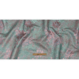 Metallic Pink, Sky and Aqua Crackled Floral Luxury Brocade
