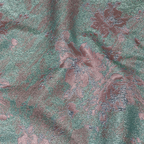 Metallic Pink, Sky and Aqua Crackled Floral Luxury Brocade