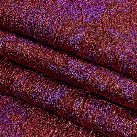 Metallic Purple, Magenta and Gold Rose Garden Linework Luxury Brocade