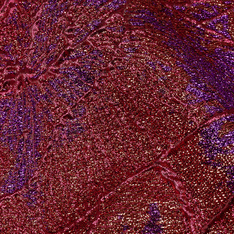Metallic Purple, Magenta and Gold Rose Garden Linework Luxury Brocade