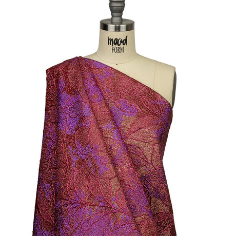 Metallic Purple, Magenta and Gold Rose Garden Linework Luxury Brocade