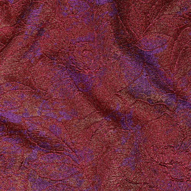Metallic Purple, Magenta and Gold Rose Garden Linework Luxury Brocade