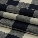 Navy and Icicle Buffalo Check Lightweight Linen Woven