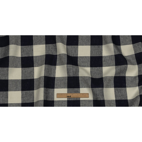 Navy and Icicle Buffalo Check Lightweight Linen Woven