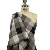 Black, Taupe and Cream Buffalo Check Medium Weight Linen Woven