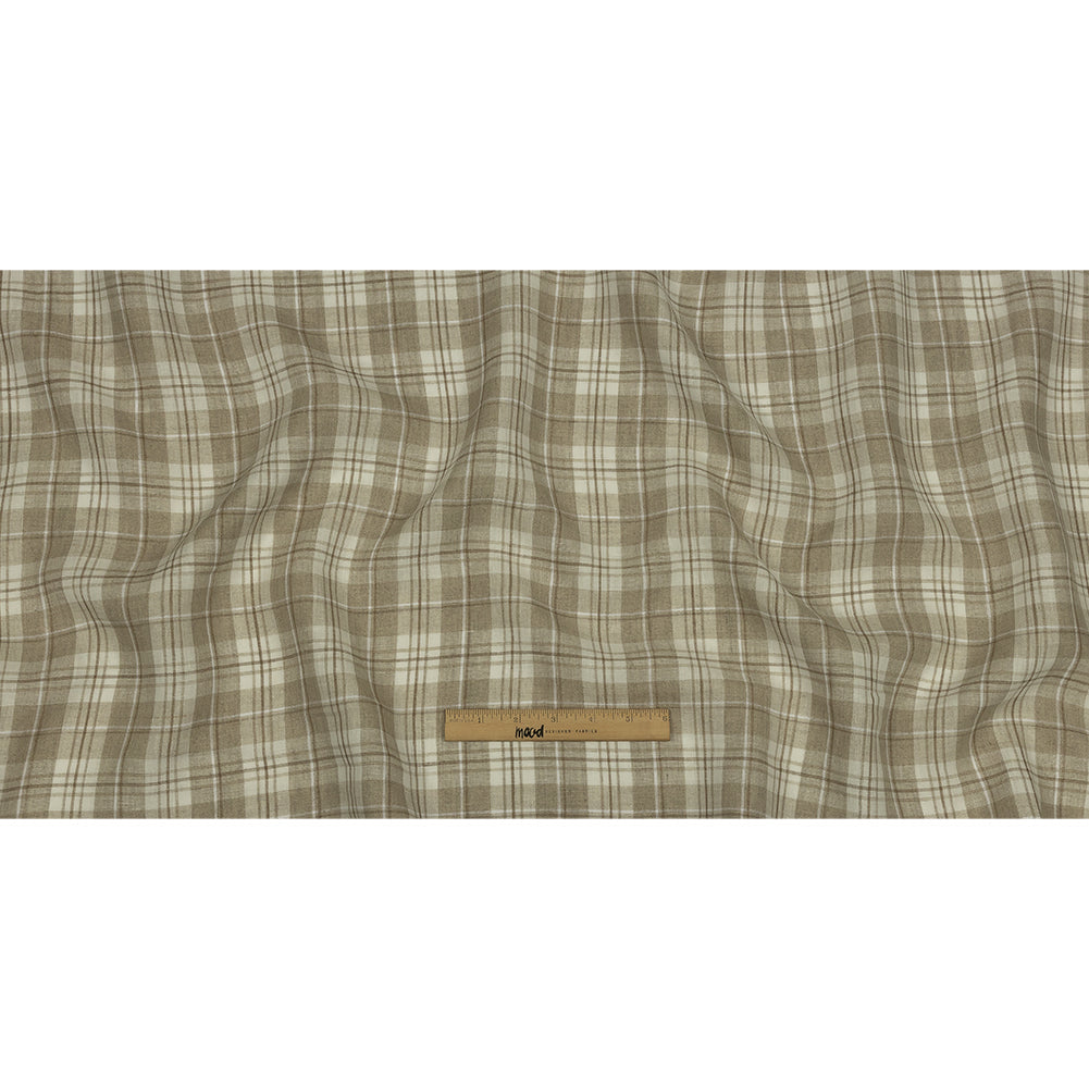 Beige and Cream Plaid Lightweight Linen Woven