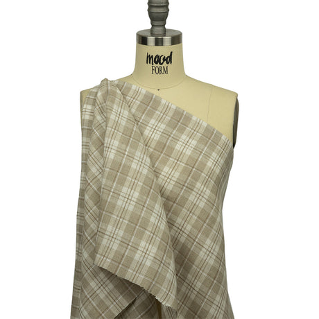 Beige and Cream Plaid Lightweight Linen Woven