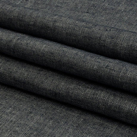 Metallic Silver and True Navy Foiled Medium Weight Linen Woven
