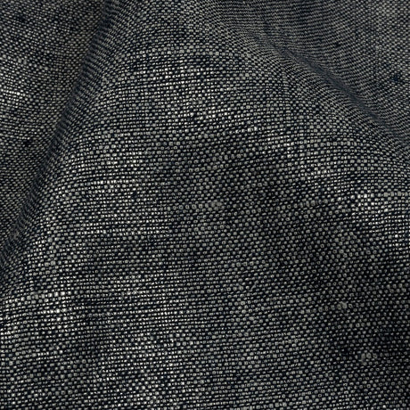Metallic Silver and True Navy Foiled Medium Weight Linen Woven