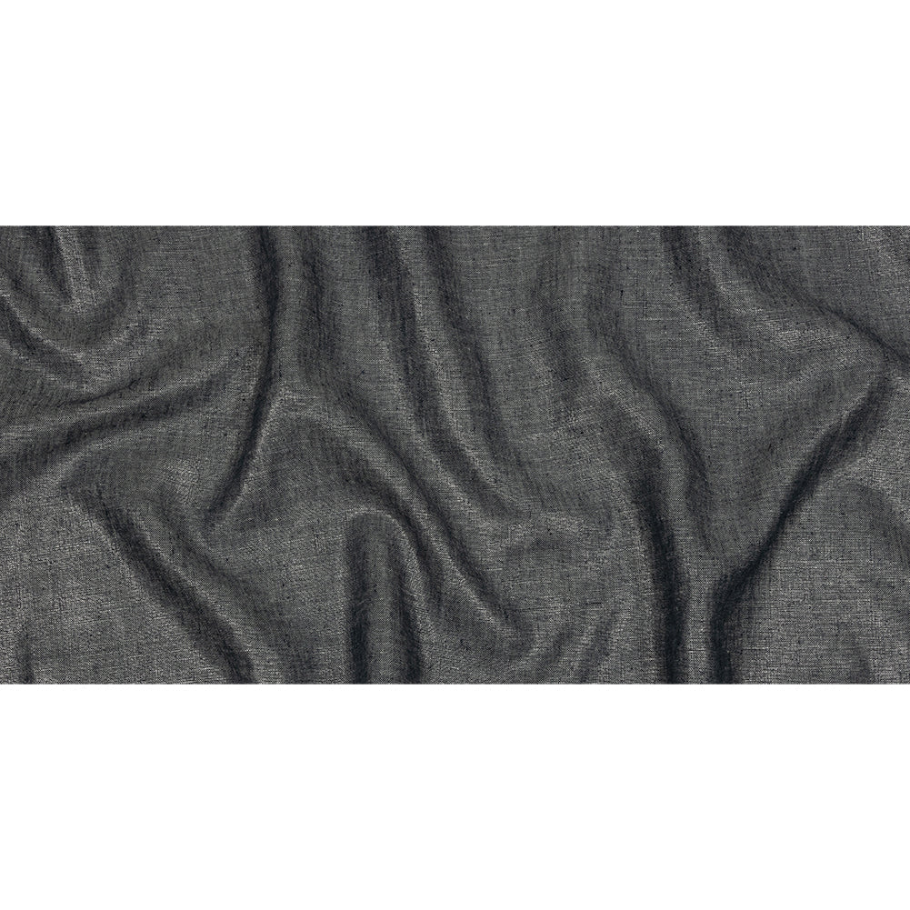 Metallic Silver and True Navy Foiled Medium Weight Linen Woven