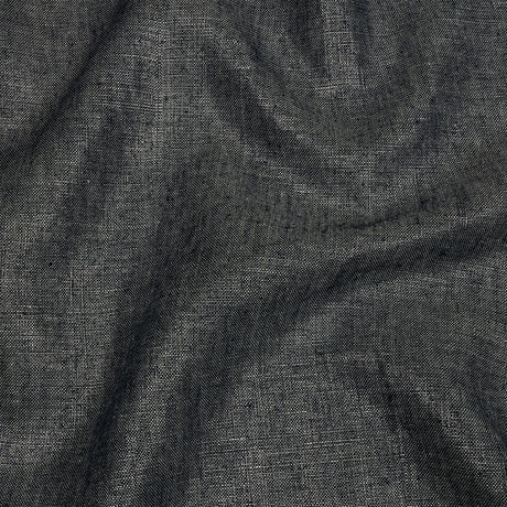 Metallic Silver and True Navy Foiled Medium Weight Linen Woven