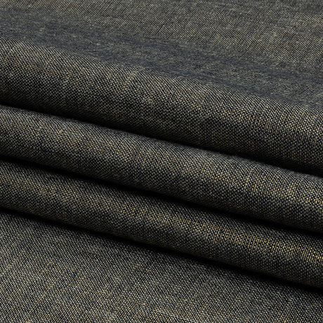Metallic Gold and True Navy Foiled Medium Weight Linen Woven