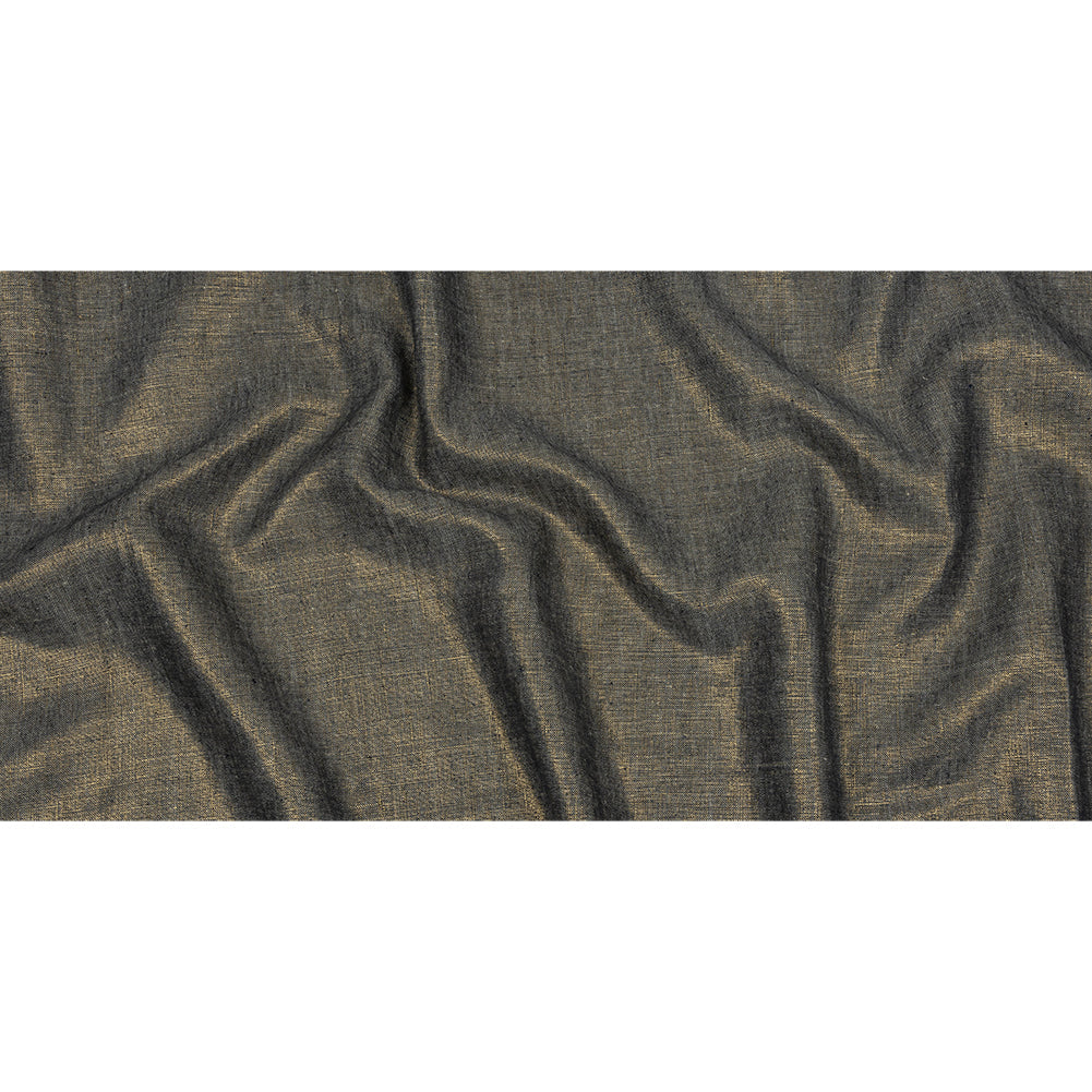 Metallic Gold and True Navy Foiled Medium Weight Linen Woven