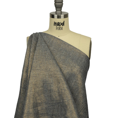 Metallic Gold and True Navy Foiled Medium Weight Linen Woven